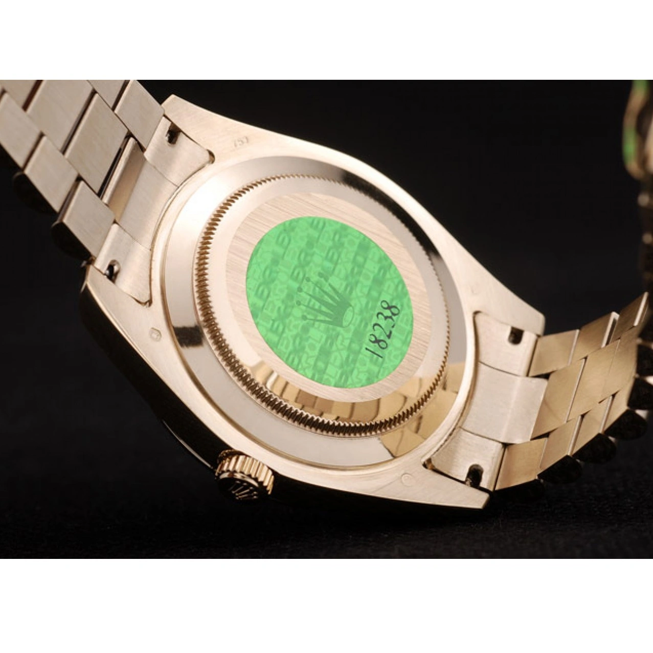 MiroTime 1024 Rolex Swiss DayDate Gold Stainless Steel Ribbed Bezel Black Dial 41998